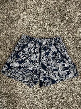 Women's Navy Floral Drawstring Shorts